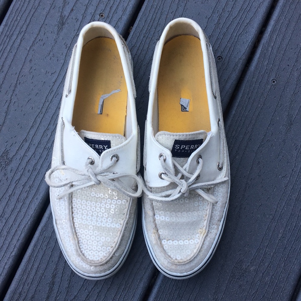 White Sequin Sperry’s - Picture 3 of 8